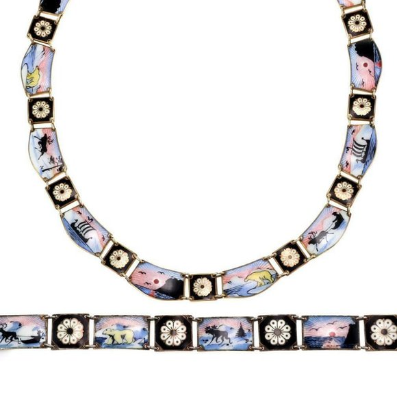David Anderson Norway Enamel Necklace Bracelet Set - Picture 1 of 6